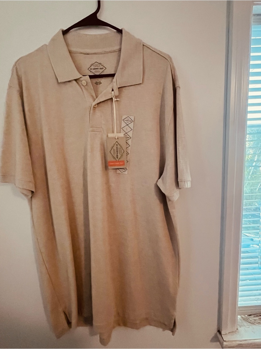 St. John's Bay Men's Tan Polo Shirt with Subtle Chest Detail